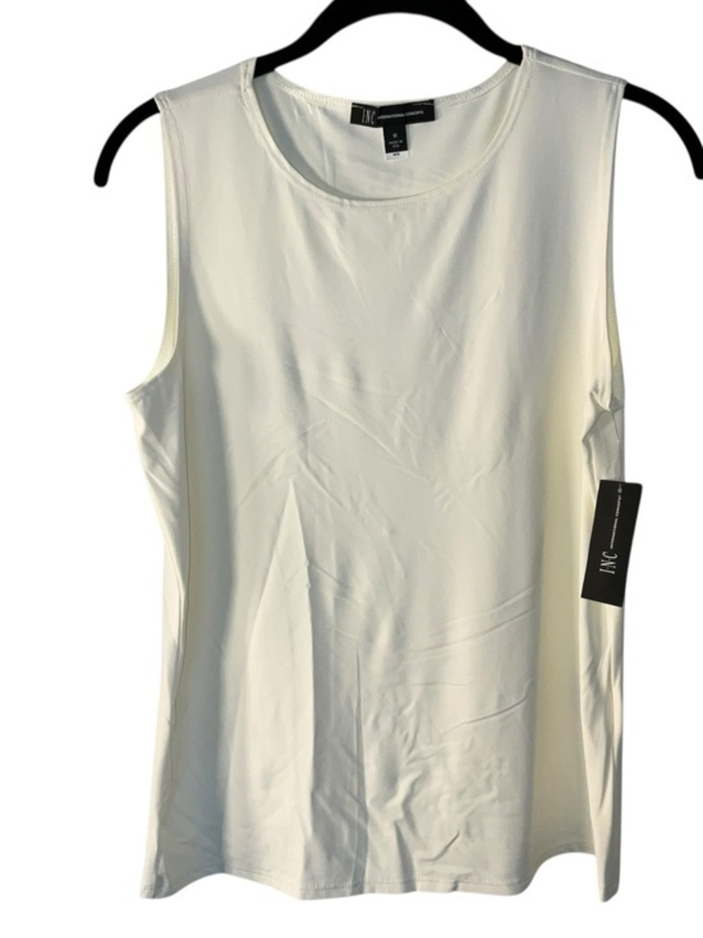 INC International Concepts Cream Crewneck Sleeveless Tank